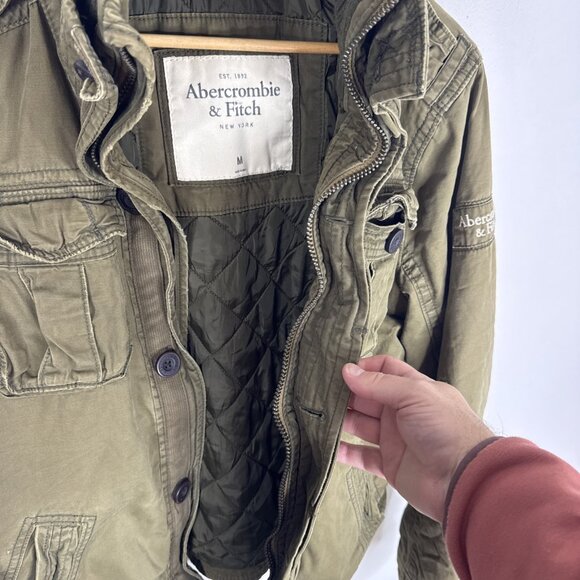 Abercrombie Fitch Jacket Mens M Quilted Military Army Green Utility Vintage Y2K - Picture 6 of 9